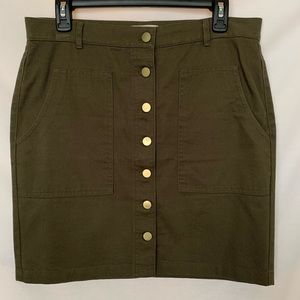 Loft Brass Button Green Skirt
